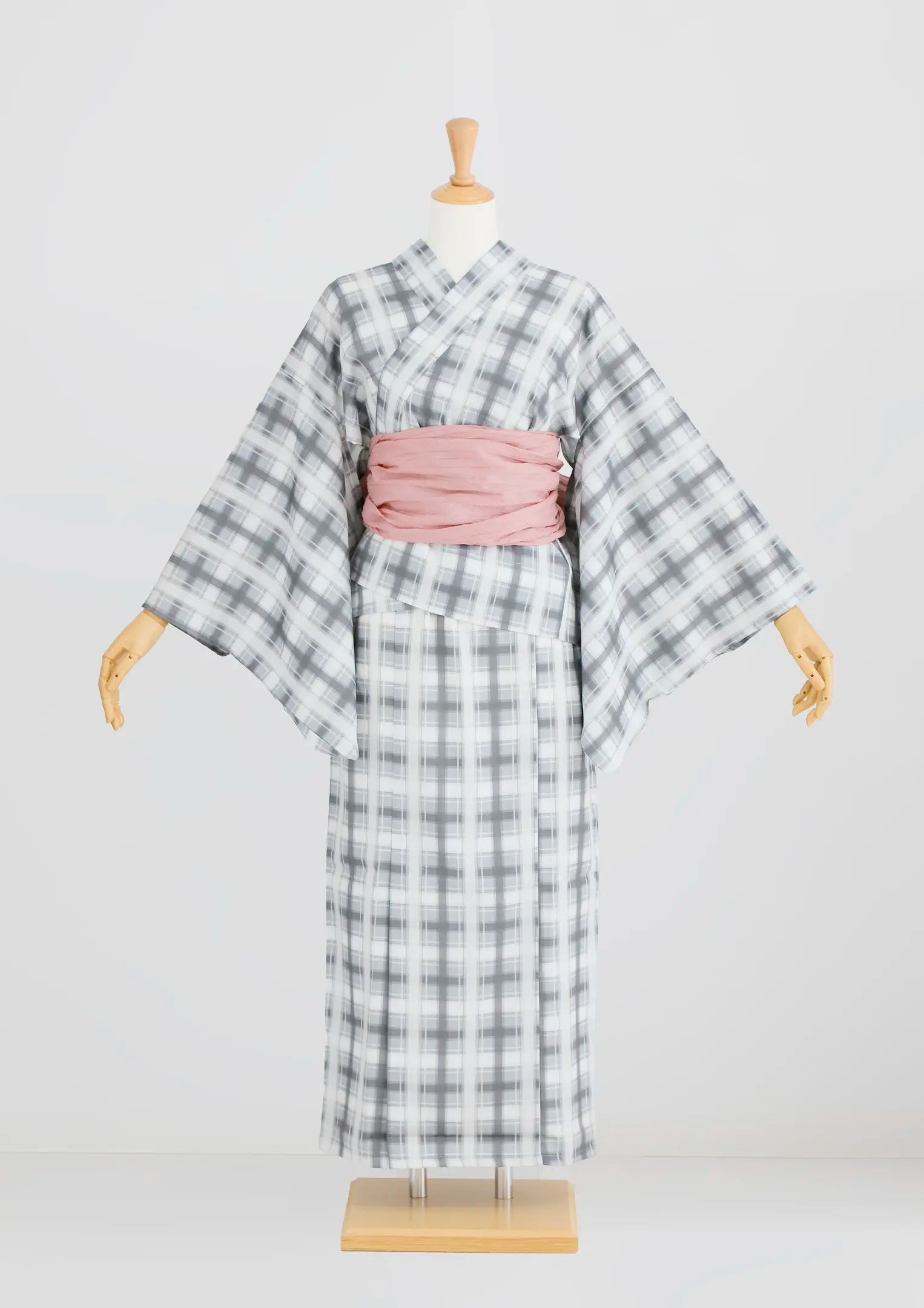 【浴衣販売】セパレート浴衣帯つきセット珍しいモダンなチェック柄/WY-4