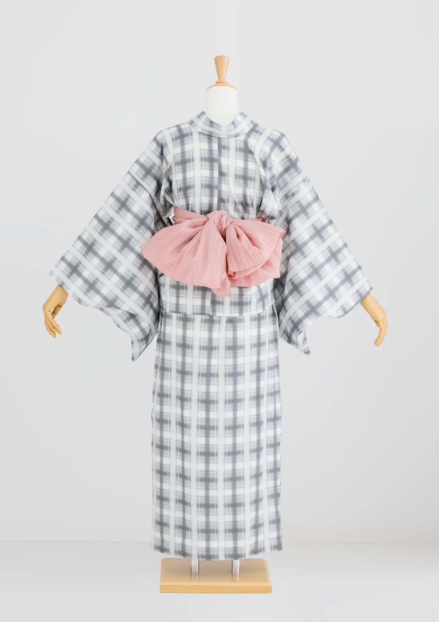 【浴衣販売】セパレート浴衣帯つきセット珍しいモダンなチェック柄/WY-4