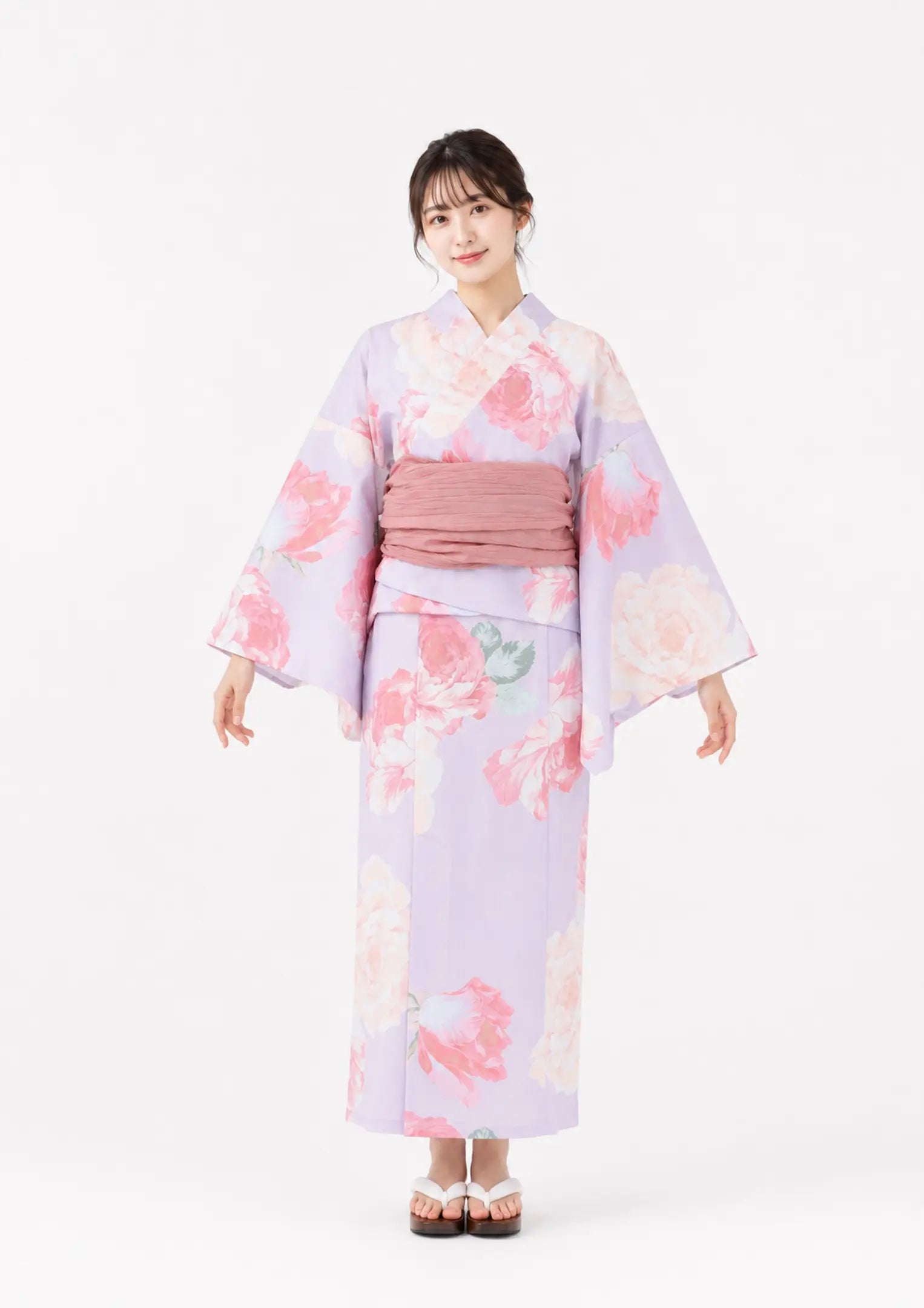 【浴衣販売】セパレート浴衣帯つきセット薄紫のニュアンスカラーで大人っぽく/WY-5