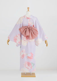 【浴衣販売】セパレート浴衣帯つきセット薄紫のニュアンスカラーで大人っぽく/WY-5