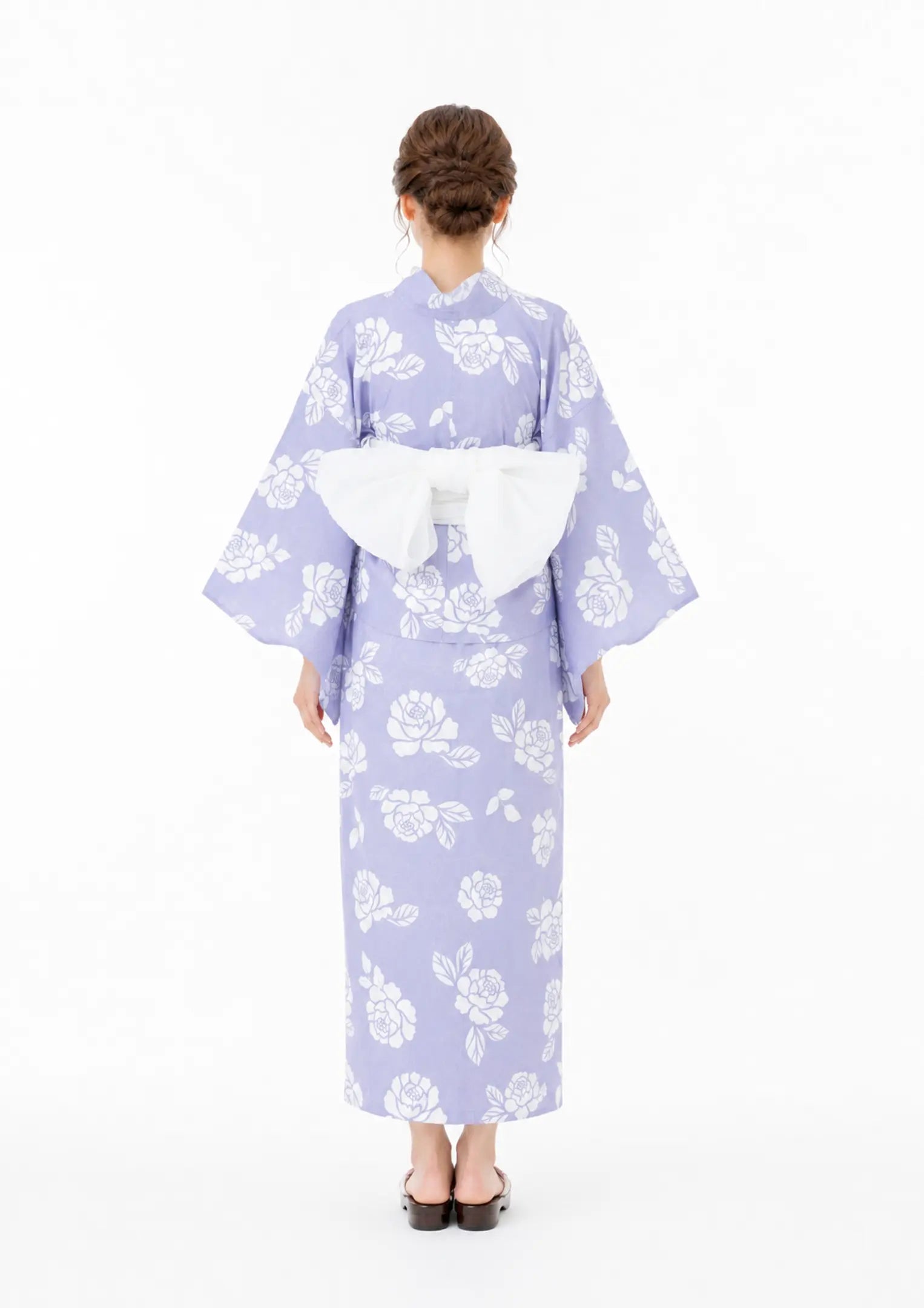 【浴衣販売】セパレート浴衣帯つきセット薄紫に白の組み合わせでガーリーに/WY-6