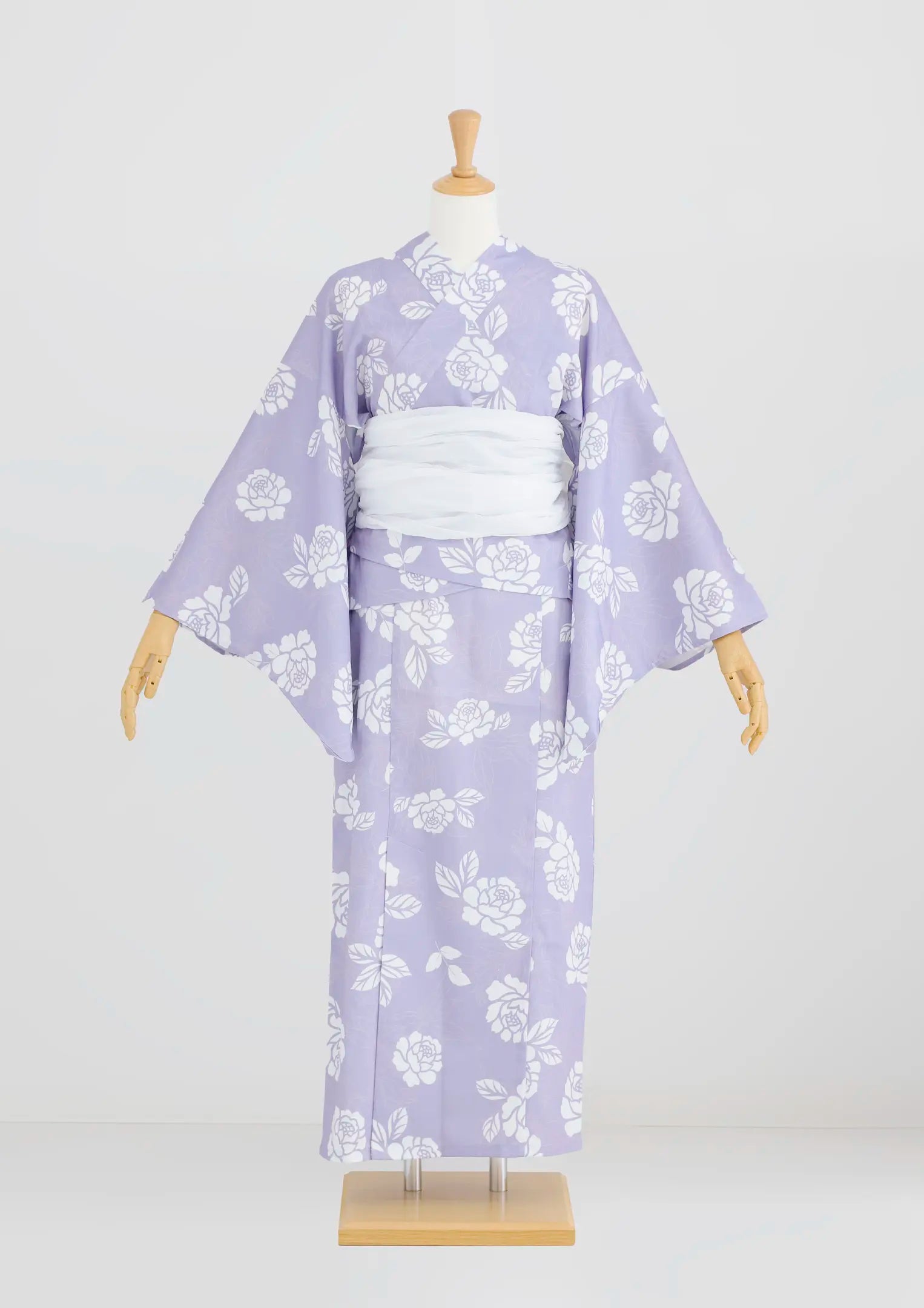 【浴衣販売】セパレート浴衣帯つきセット薄紫に白の組み合わせでガーリーに/WY-6