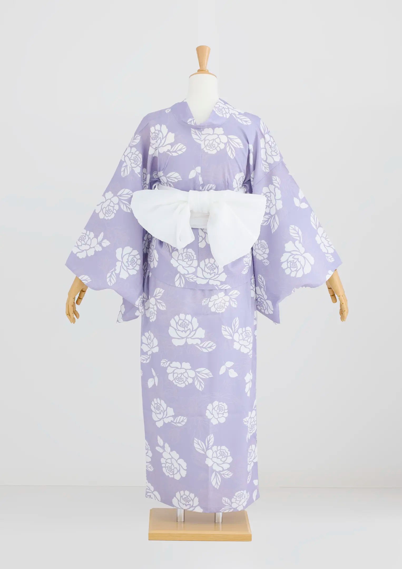 【浴衣販売】セパレート浴衣帯つきセット薄紫に白の組み合わせでガーリーに/WY-6