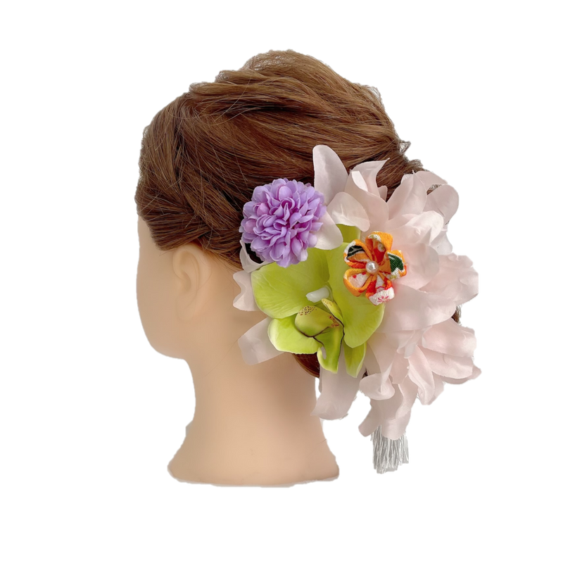 【髪飾り：シアー素材の大きい花が派手かわいい】hair-33