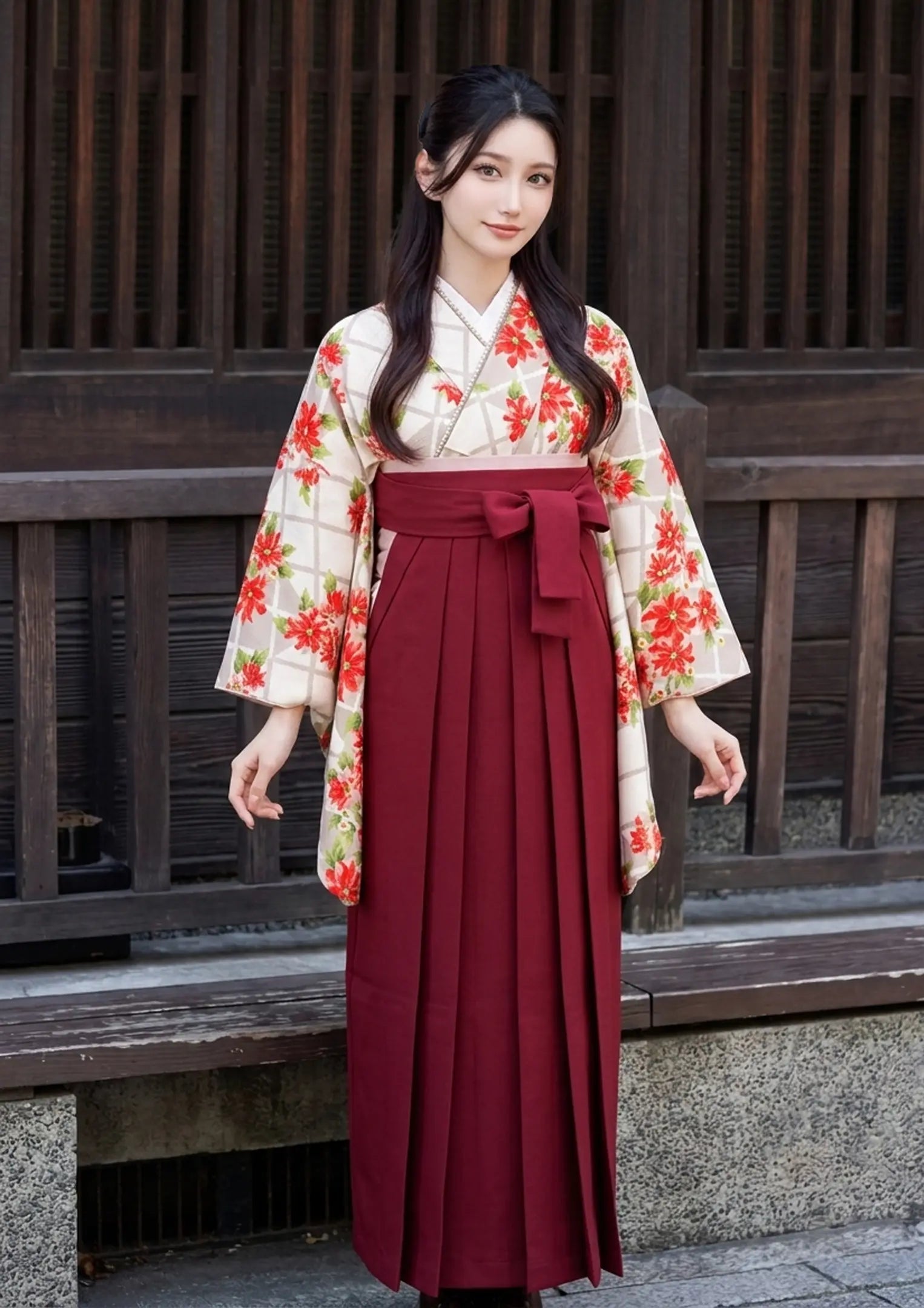 【袴ネットレンタル：ピンクの小花】ヨーロピアンな雰囲気で/HA-82