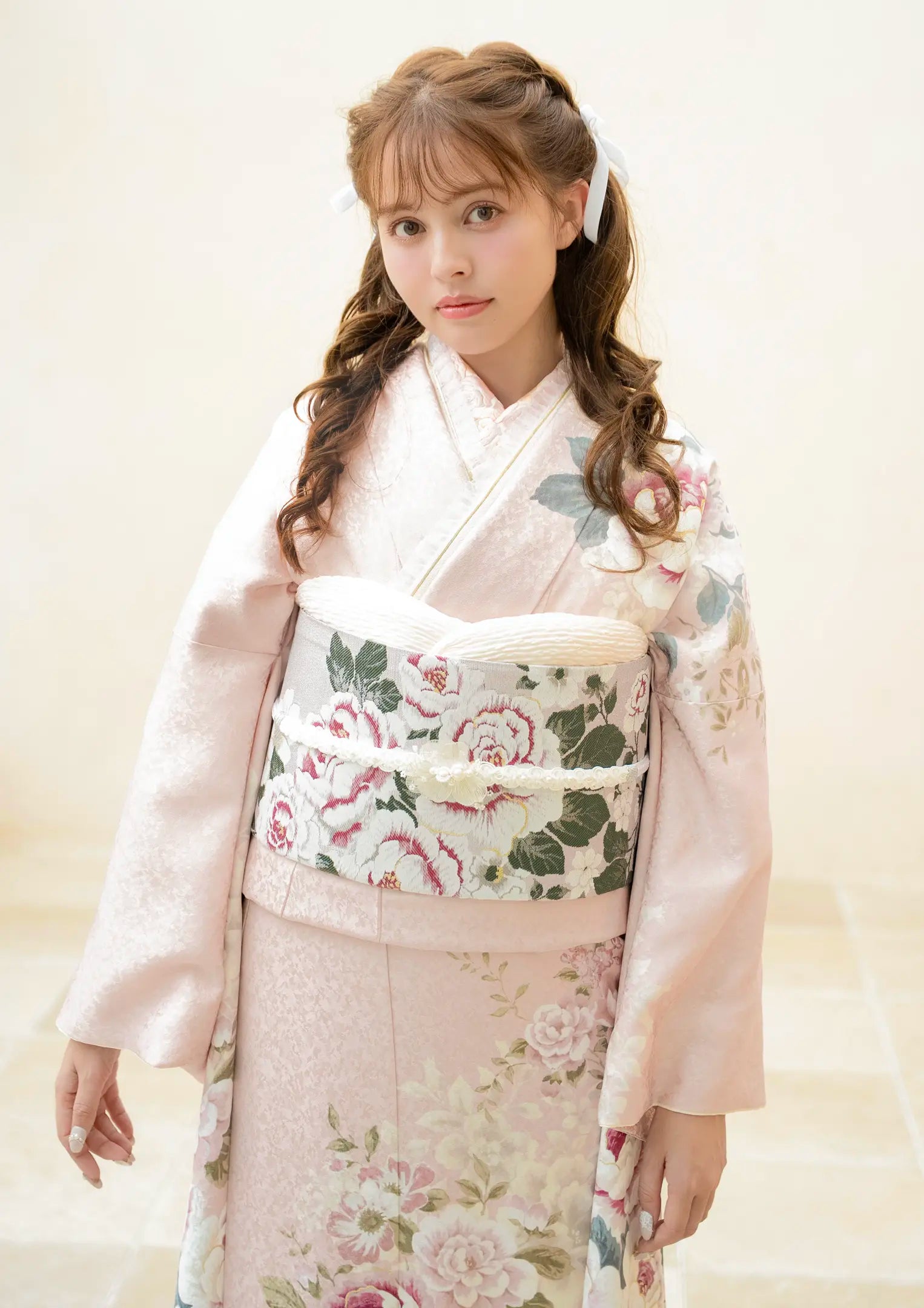 【振袖ネットレンタル： フローラルピンク】フェミニンでキュート/KH-541