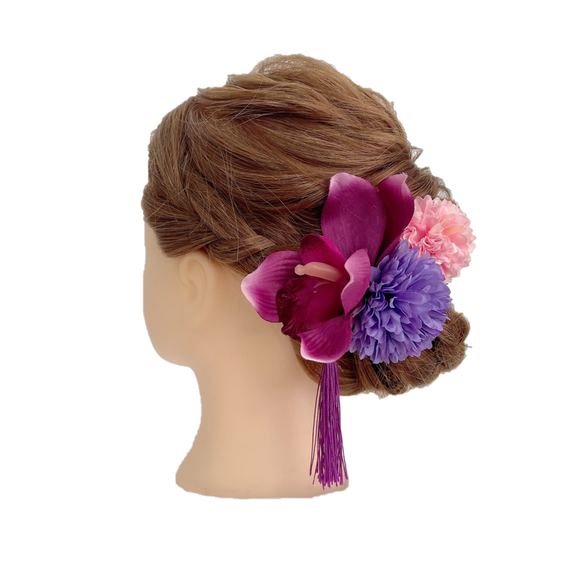【髪飾り：紫の花とタッセルがシンプルかわいい】グラマラス hair-28