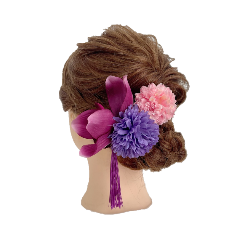 【髪飾り：紫の花とタッセルがシンプルかわいい】グラマラス hair-28