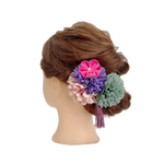 【髪飾り：紫やピンクなど青み系の花の豪華セット】hair-47