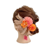 【髪飾り：ベージュのシアー素材にオレンジの花がついた豪華セット】hair-40