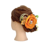 【髪飾り：オレンジのビタミンカラーちりめん飾り】レトロモダン hair-11