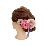 【髪飾り：くすみピンクの花と揺れるタッセルが王道かわいい】舞姫古典 hair-1