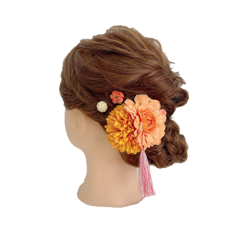 【髪飾り：オレンジの大きい花飾りでグッとかわいい雰囲気に】hair-9