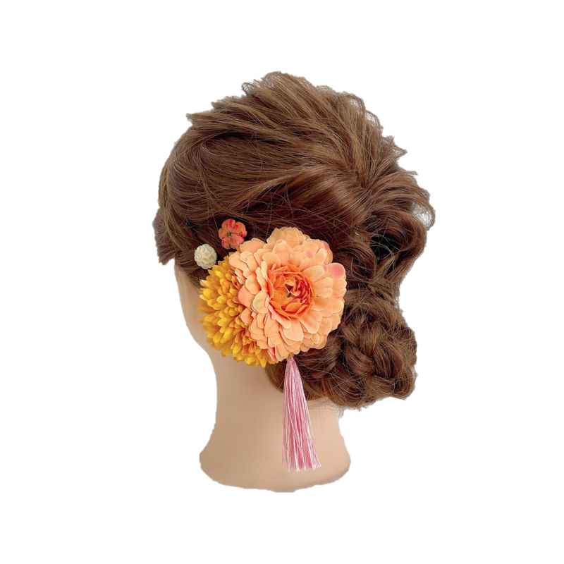 【髪飾り：オレンジの大きい花飾りでグッとかわいい雰囲気に】hair-9