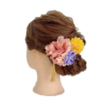 【髪飾り：パステルの黄色とピンクが王道かわいい】舞姫古典 hair-29