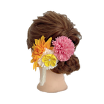 【髪飾り：黄色とピンクの大きい花飾りにタッセルを添えて】hair-42