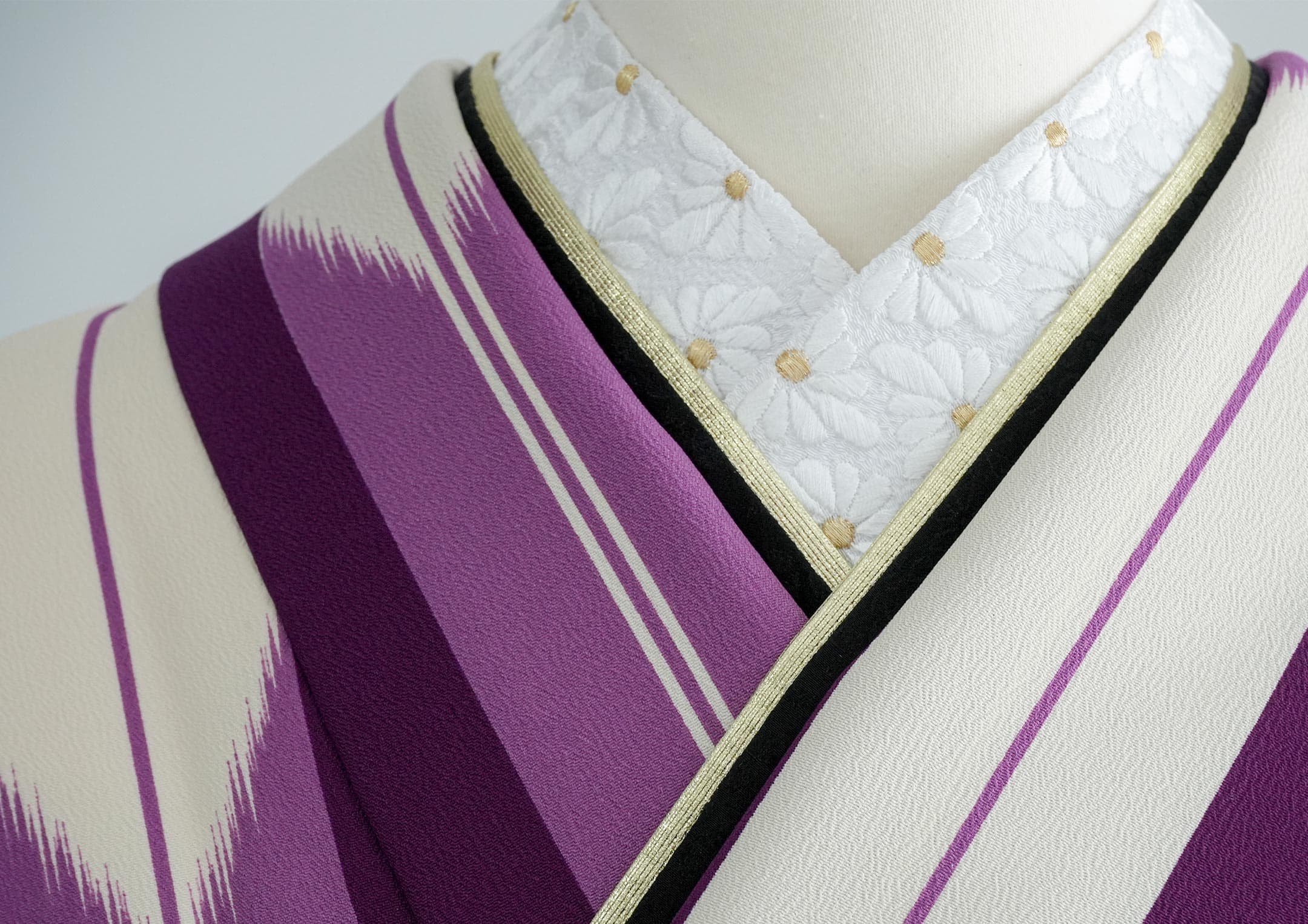 袴ネットレンタル：紫と矢絣ストライプ】ちょっと大人なハイカラさん