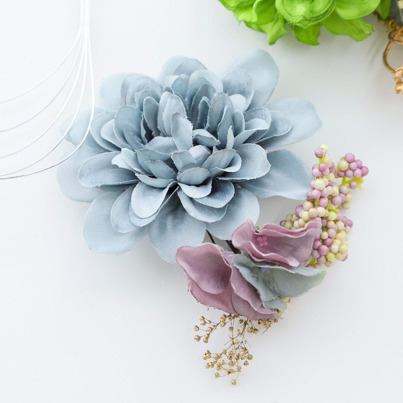 髪飾り販売：成人式・卒業式に！水引とフラワー ブラウン×ホワイト