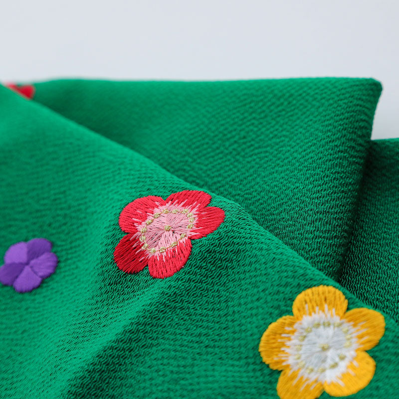 帯揚げ：ちりめん緑刺繍 – kimono-hearts-onlinestore