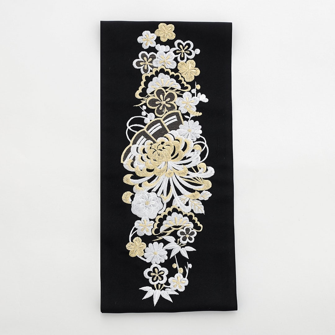 半衿：乱菊刺繍黒 – kimono-hearts-onlinestore