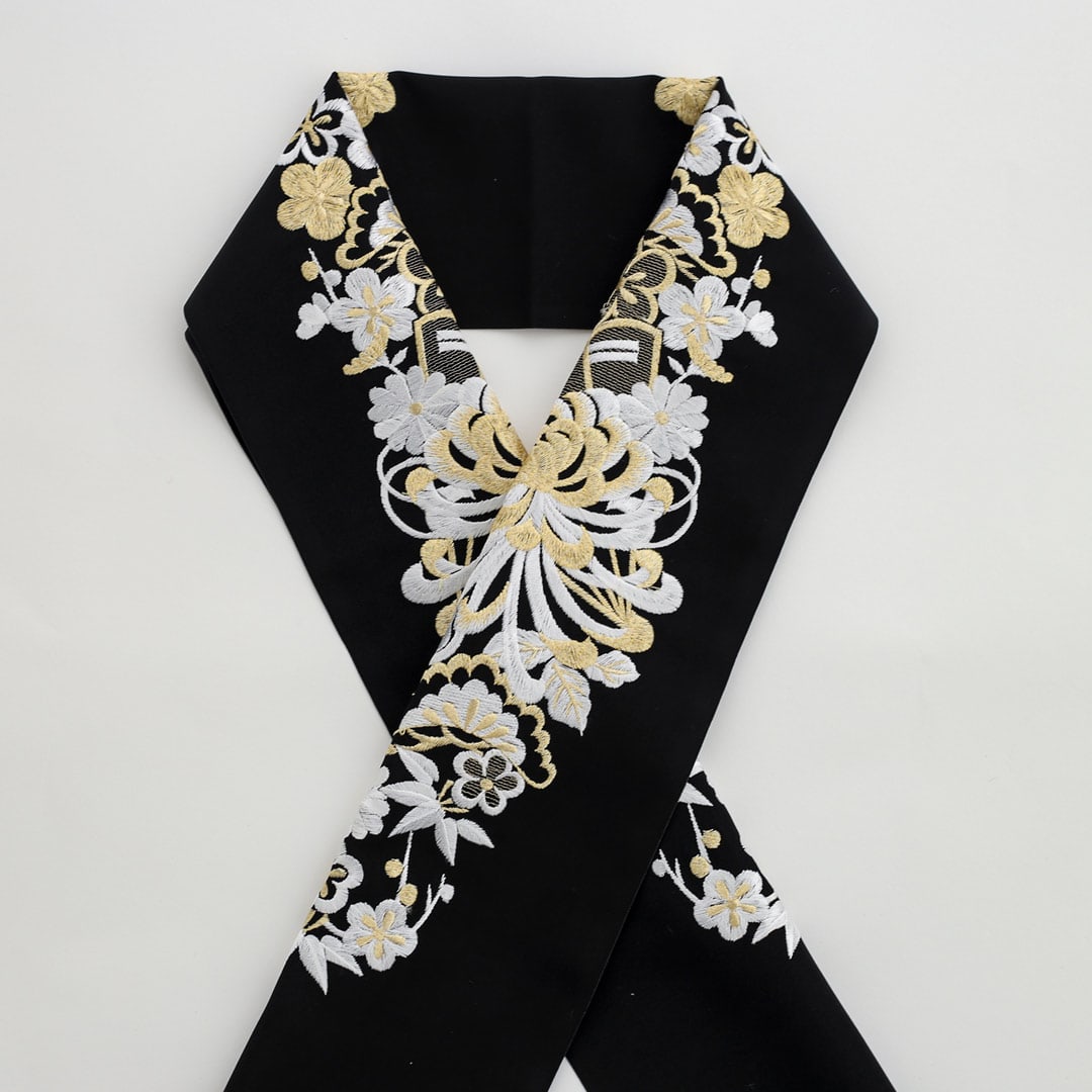 半衿：乱菊刺繍黒 – kimono-hearts-onlinestore