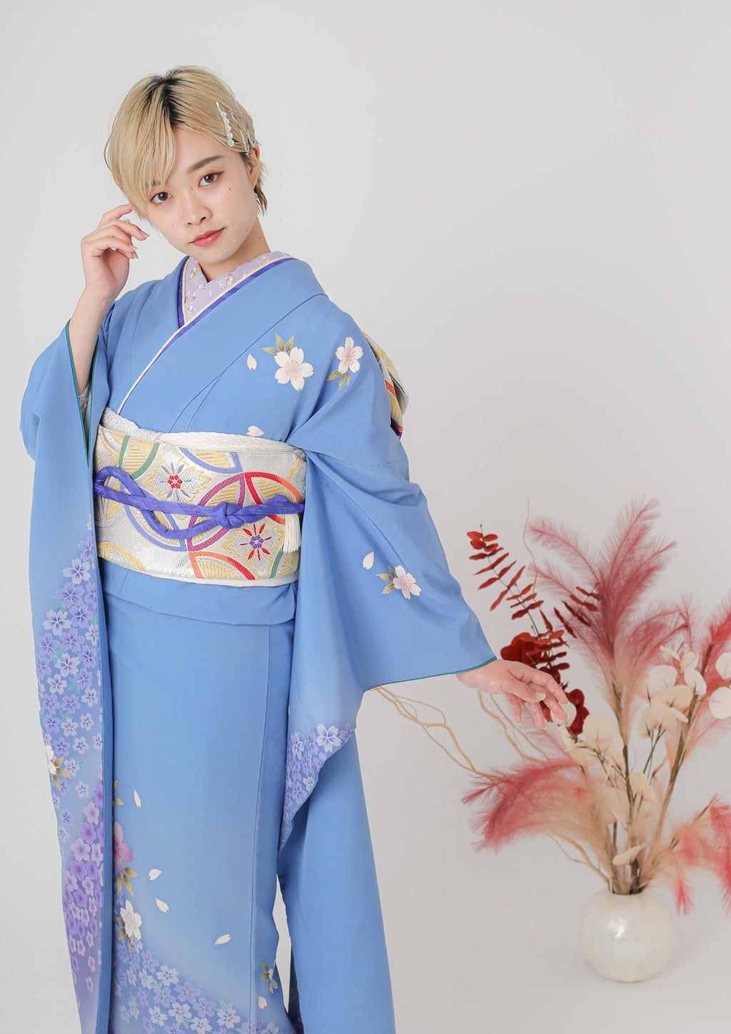 振袖レンタル：C-58】流水に藤色 古典×水色 – kimono-hearts-onlinestore