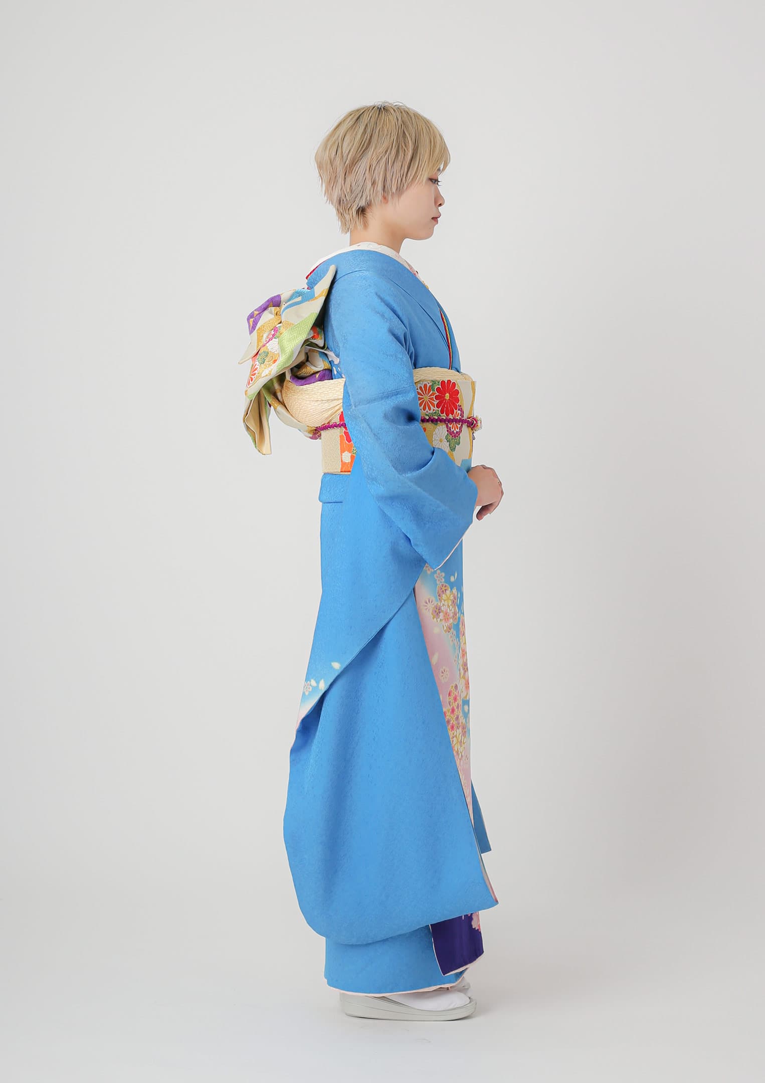 短期振袖ネットレンタル：伝統古典】天の川×水色/C-059 – kimono