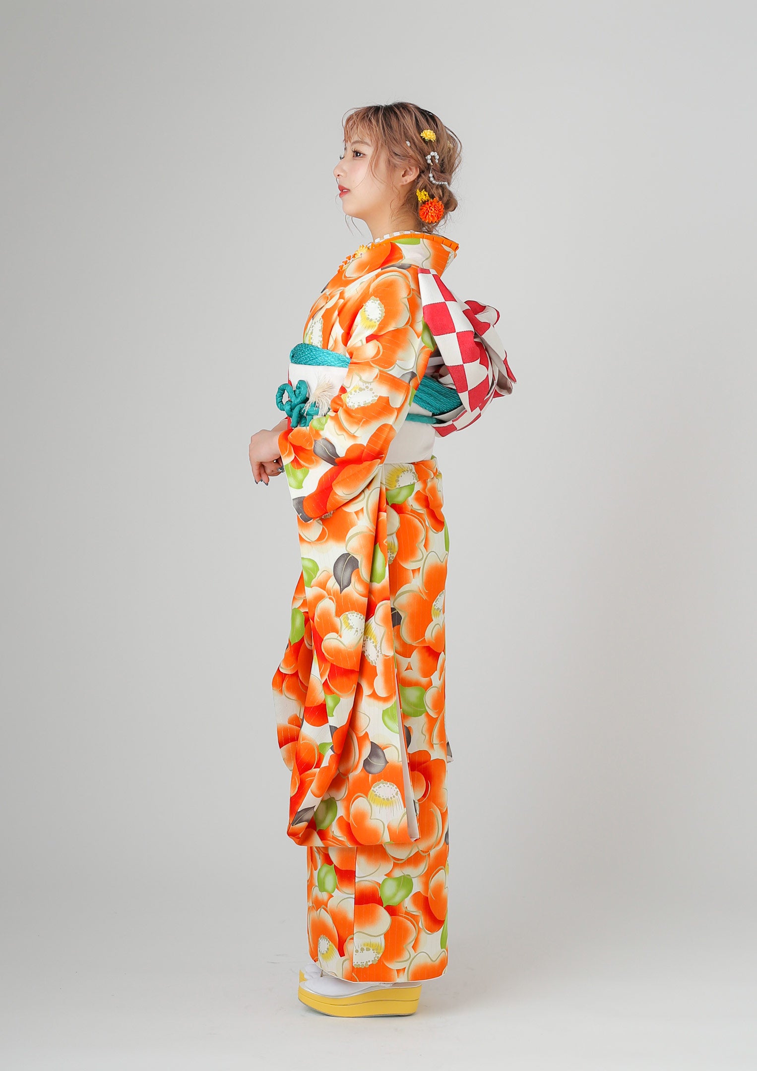 振袖ネットレンタル：オレンジポップ】キュートなレトロを楽しんで/KH
