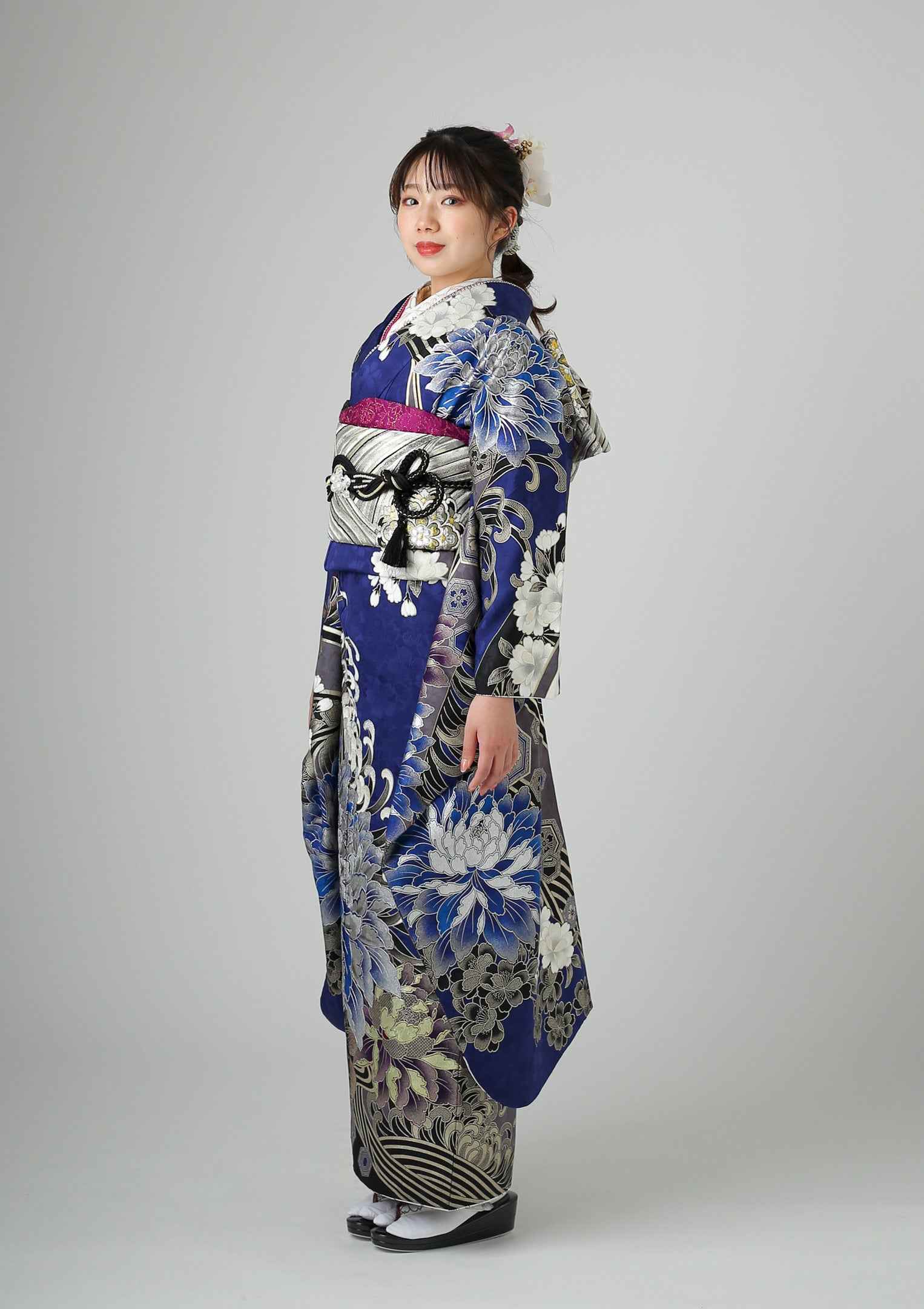 振袖ネットレンタル：青とシルバー】媚びないかっこいい大人に/KH-317