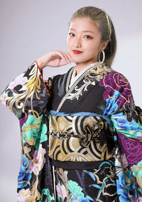 【振袖ネットレンタル：豹柄に華】一際目立つデザイン/C-201