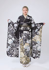 【振袖ネットレンタル：黒に百花繚乱】輝く花々/C-200
