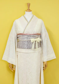 【振袖ネットレンタルすぐ届く成人式振袖】注文後1週間程度でお届け！白レースでふんわり/KH-494