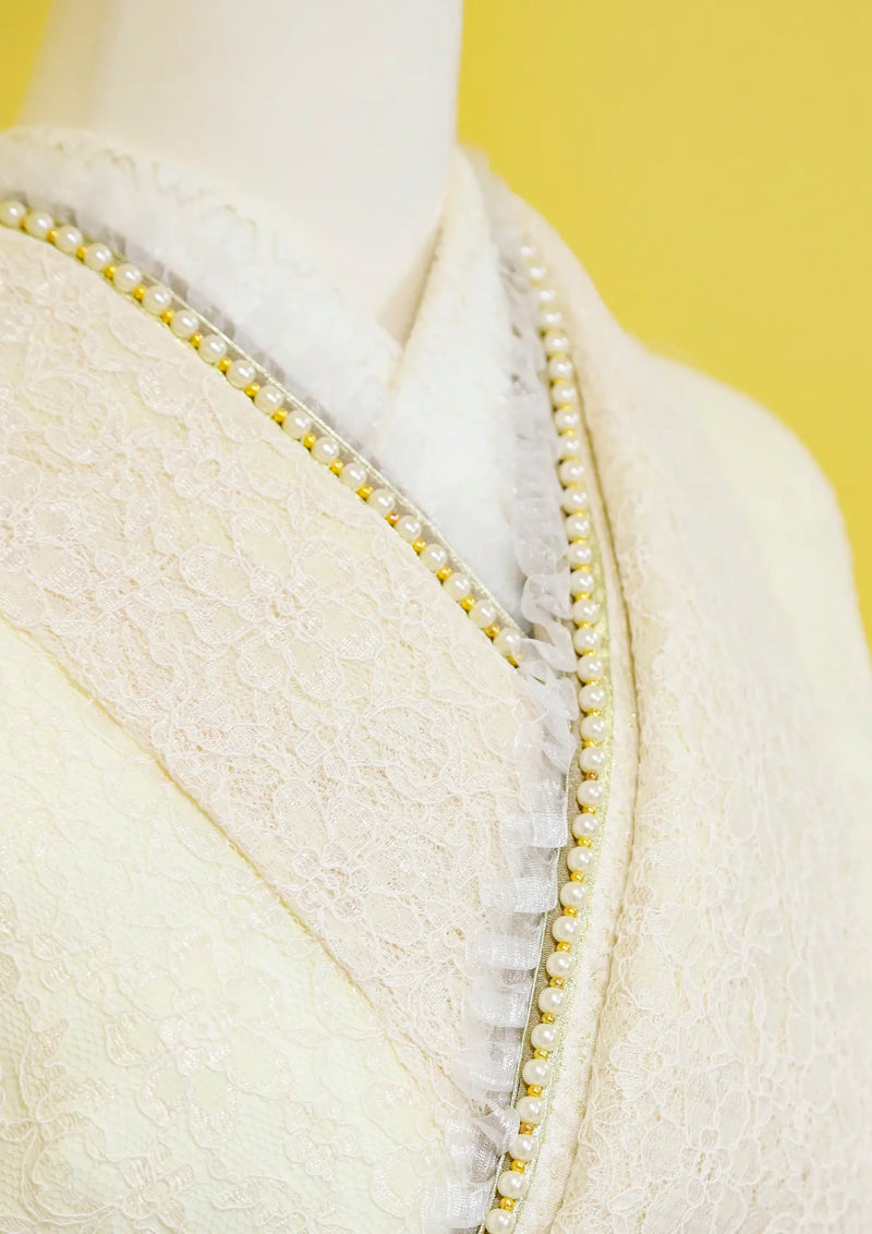 【振袖ネットレンタルすぐ届く成人式振袖】注文後1週間程度でお届け！白レースでふんわり/KH-494