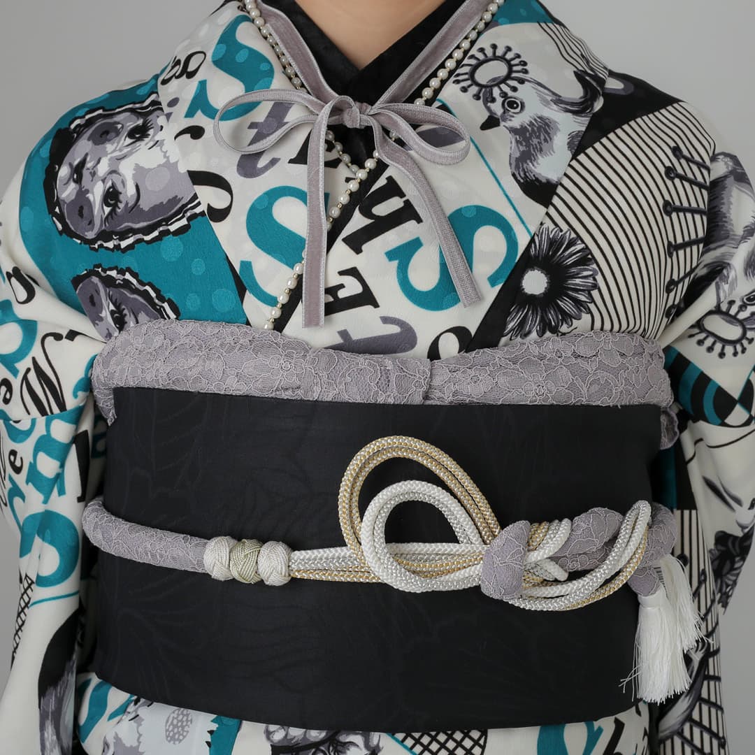 帯締め：レース丸ぐけグレー – kimono-hearts-onlinestore