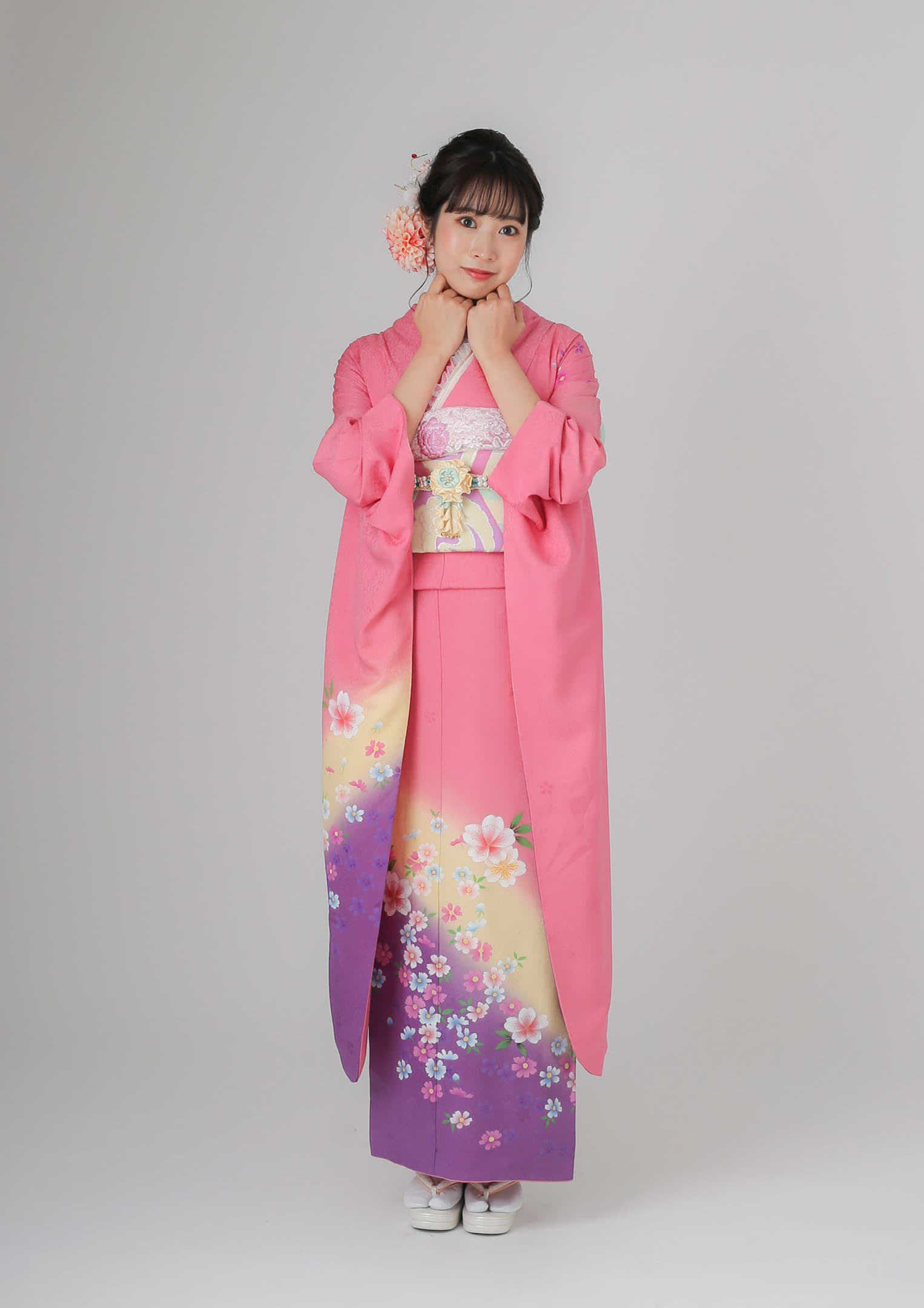 短期振袖ネットレンタル：舞姫古典】紫とピンク/C-015 – kimono-hearts