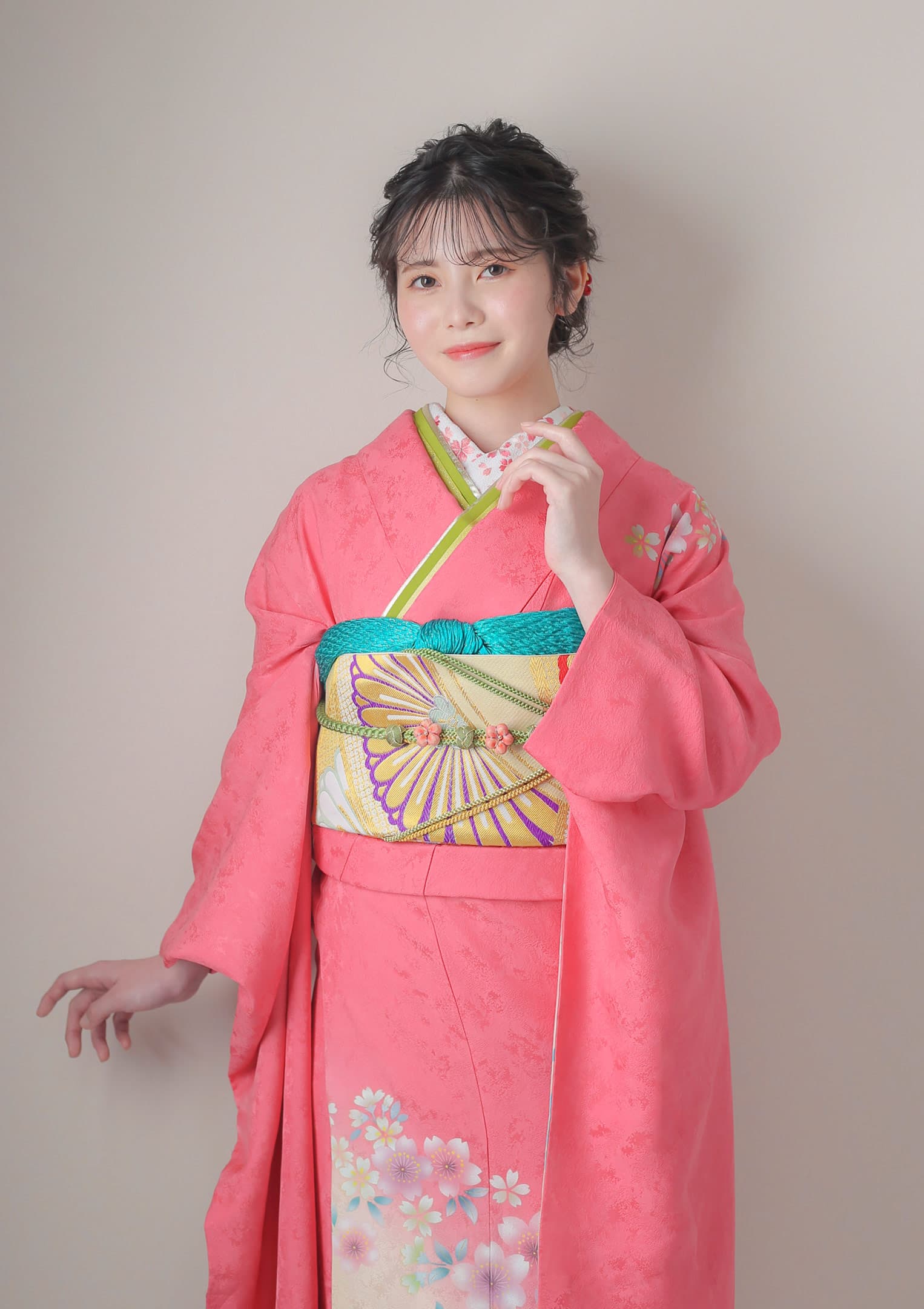 振袖 お着物 リメイク ロングワンピース ストール付 アンティーク ハンドメイド レディース