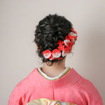 【髪飾り：和風な赤と白の花が古典にピッタリ】hair-54