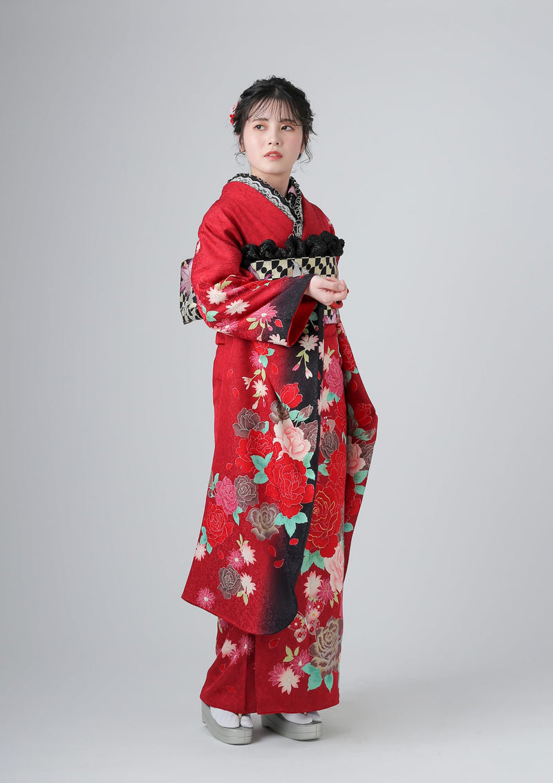 【振袖レンタル：C-039】crimson　rose　ゴシック×赤