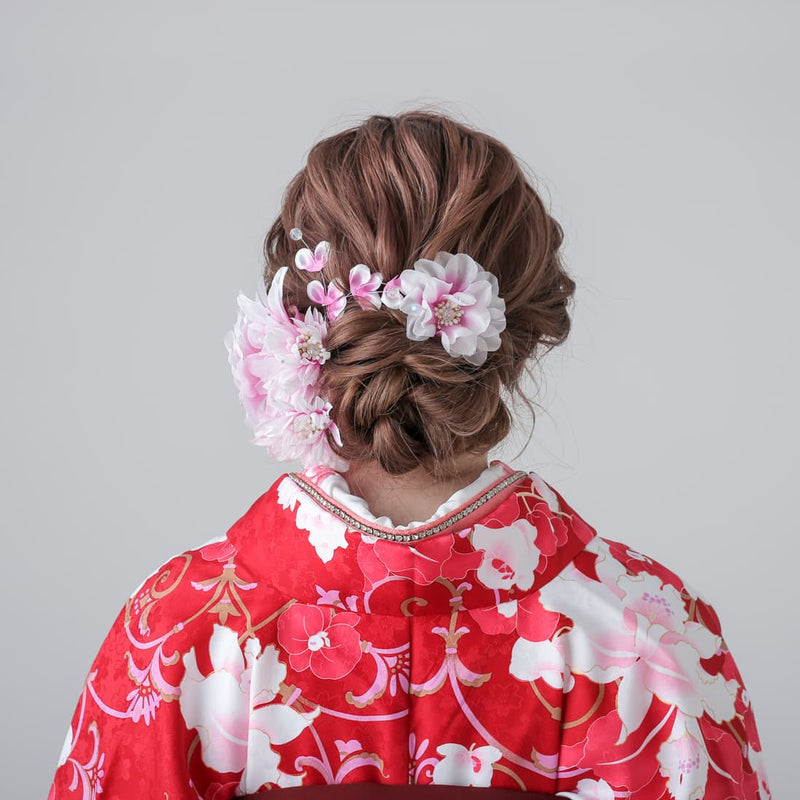 【髪飾り：じゅわっとピンクがかわいい和風な花飾り】hair-60