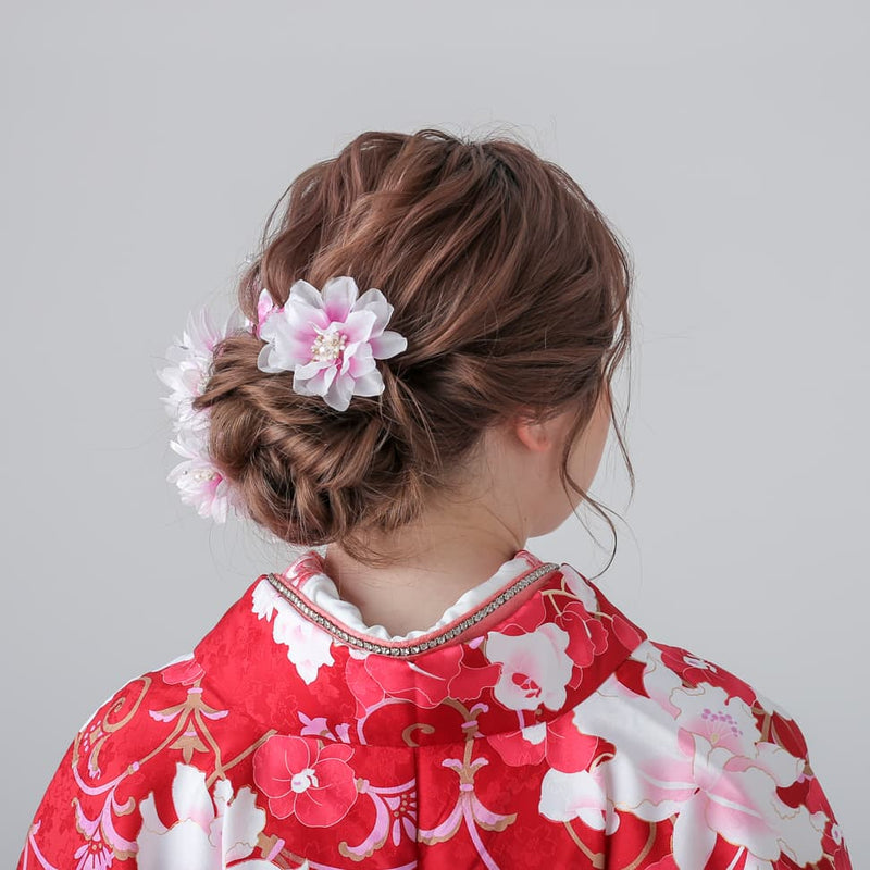 【髪飾り：じゅわっとピンクがかわいい和風な花飾り】hair-60