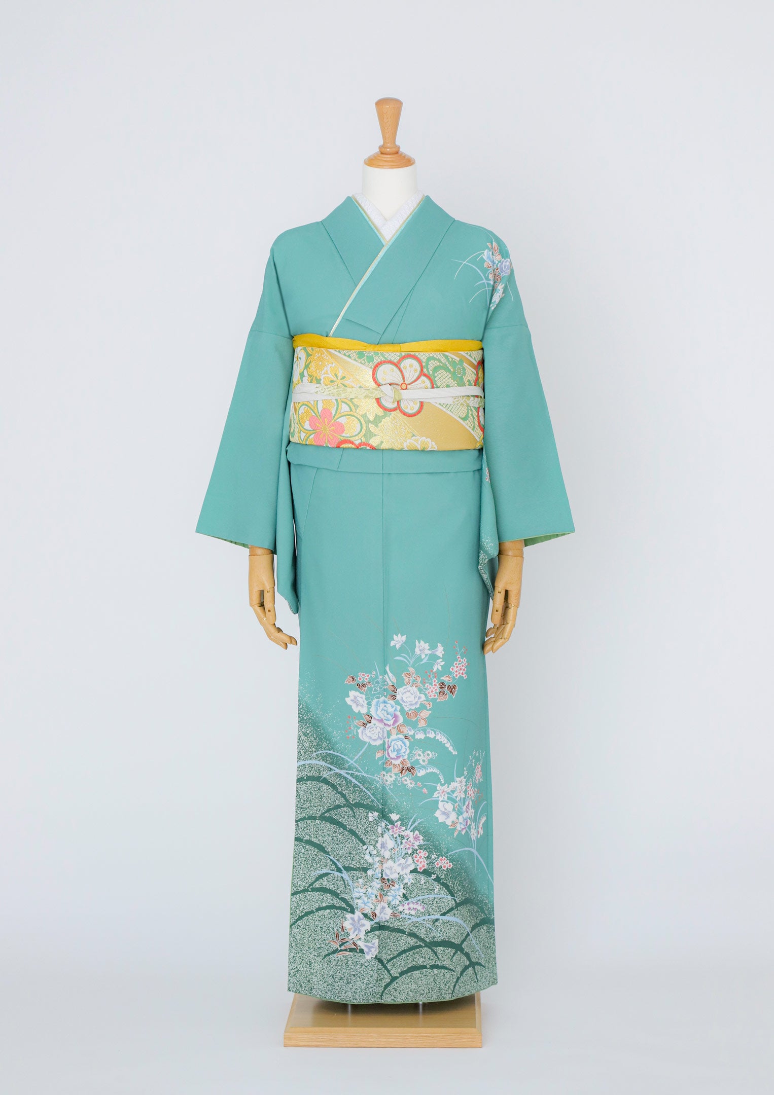 訪問着レンタル：青磁色と鈴蘭】浅い青緑色で爽やかに D-LL2 – kimono-hearts-onlinestore