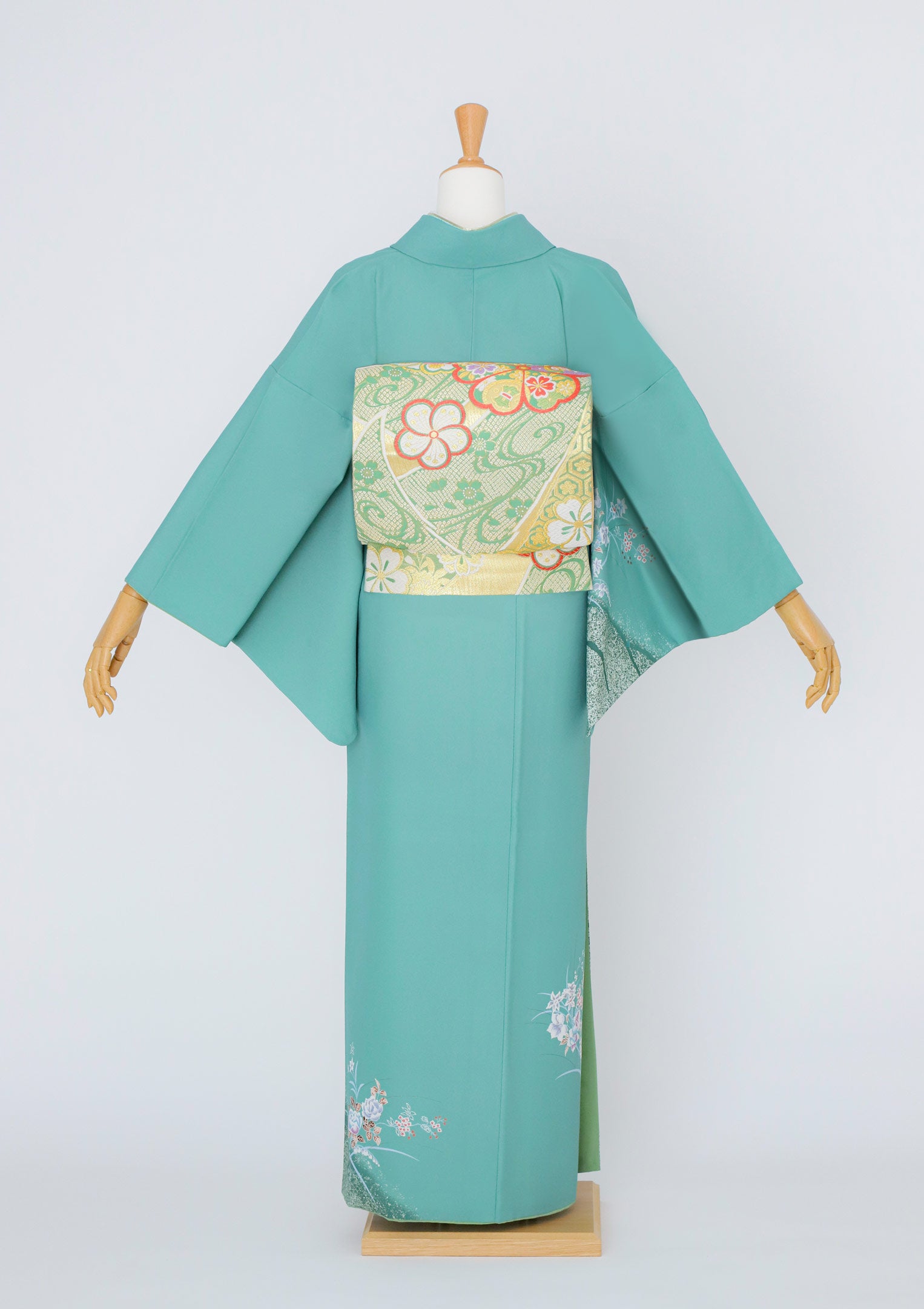 訪問着レンタル：青磁色と鈴蘭】浅い青緑色で爽やかに D-LL2 – kimono