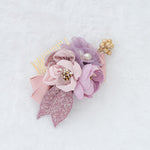 【髪飾り：くすみピンクにパステルな紫の花が今っぽかわいい】hair-70