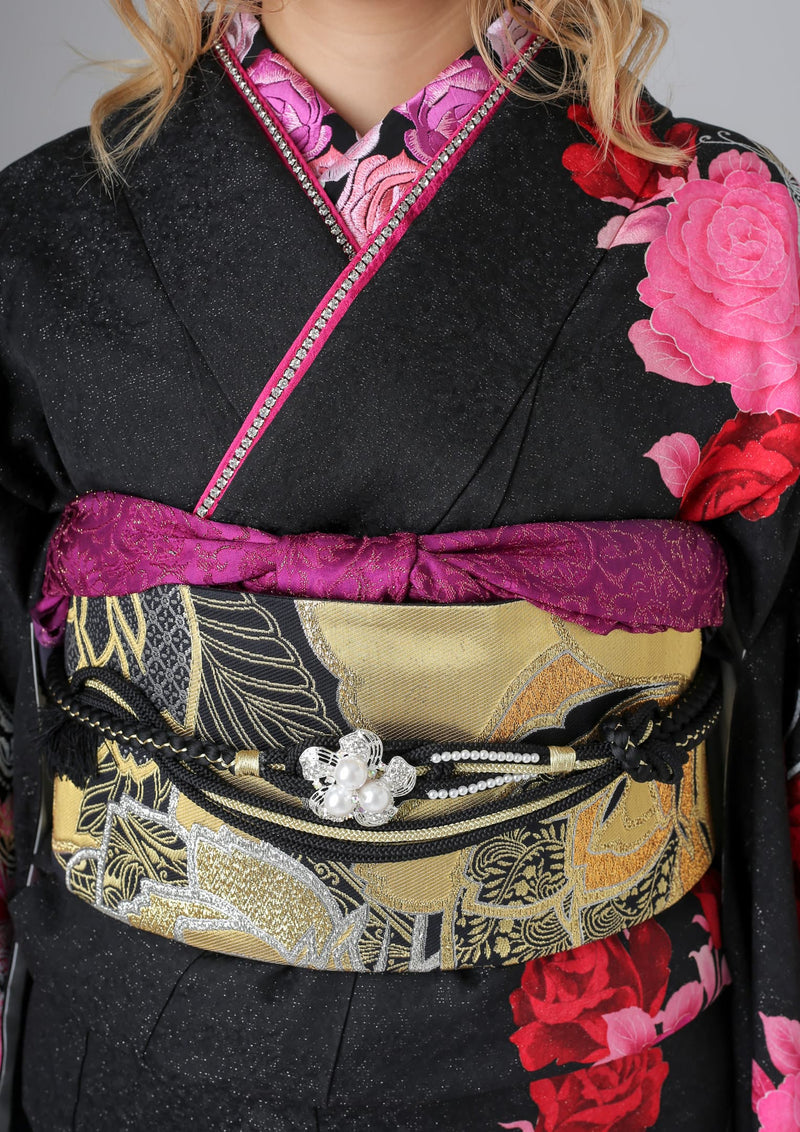 振袖レンタル：C-57】nightrose 黒×薔薇 – kimono-hearts-onlinestore