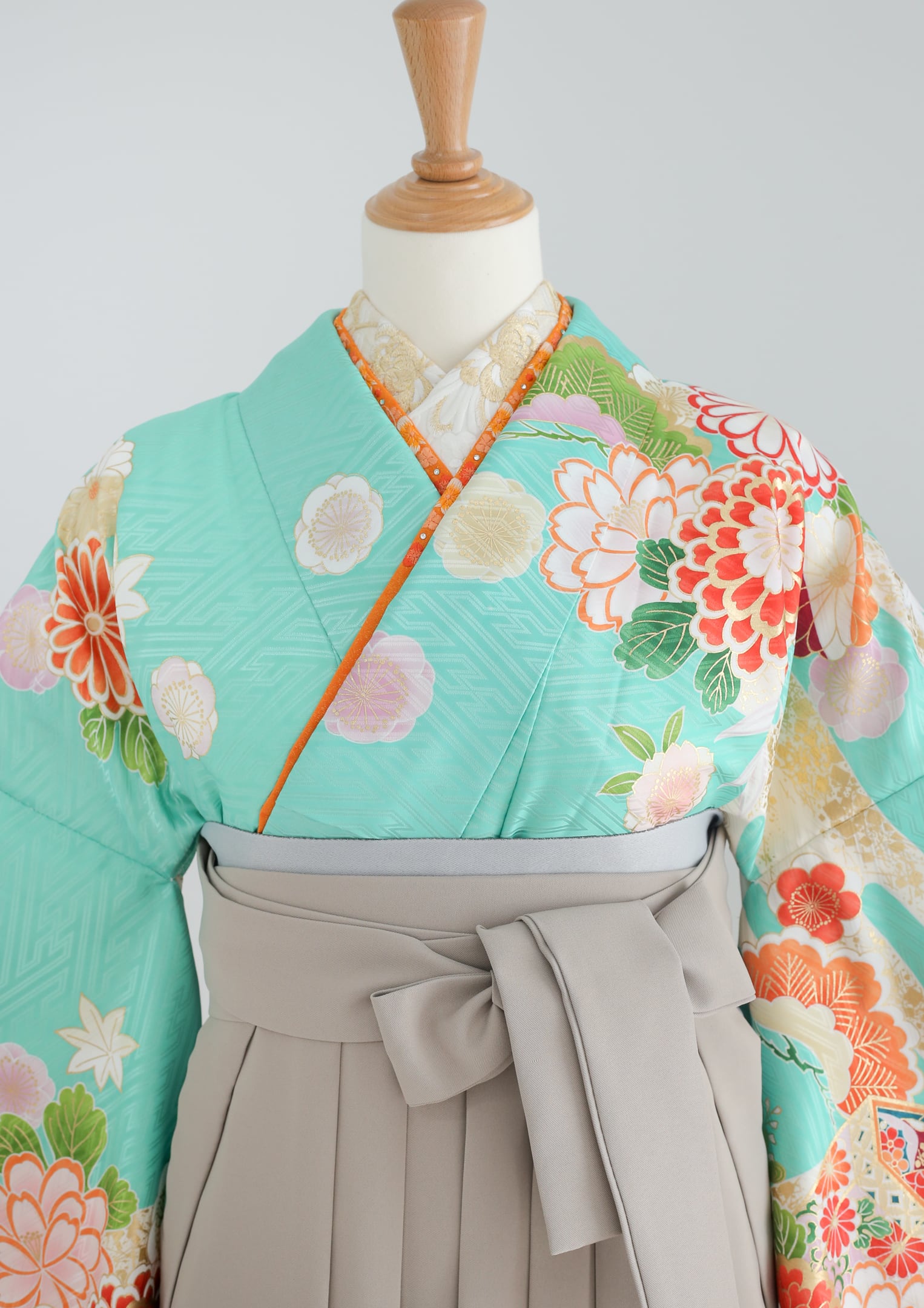 袴ネットレンタル：：爽やかなミントグリーン】伝統的な装い/HA-93