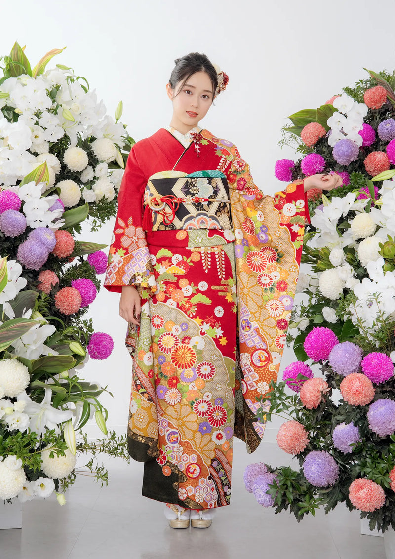 Potechino 半袖長袖2way 立体お花モチーフ 赤 ナイロン ジャケット Potechino 半袖長袖2way 立体お花モチーフ 赤 ナイロン ジャケット