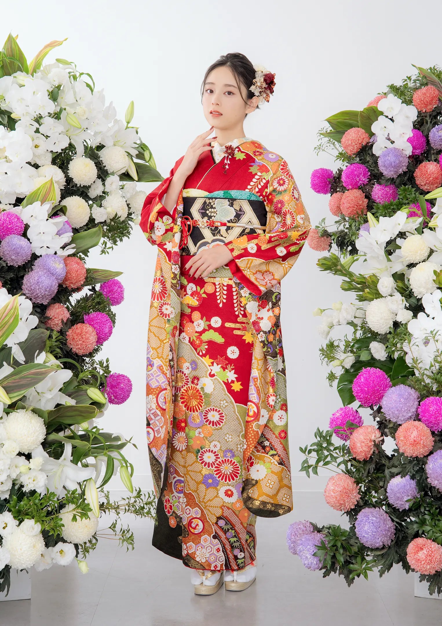 closet_nk(342) ☆お振袖☆ 優雅 華やかさと気品和柄 絞り 舞櫻×