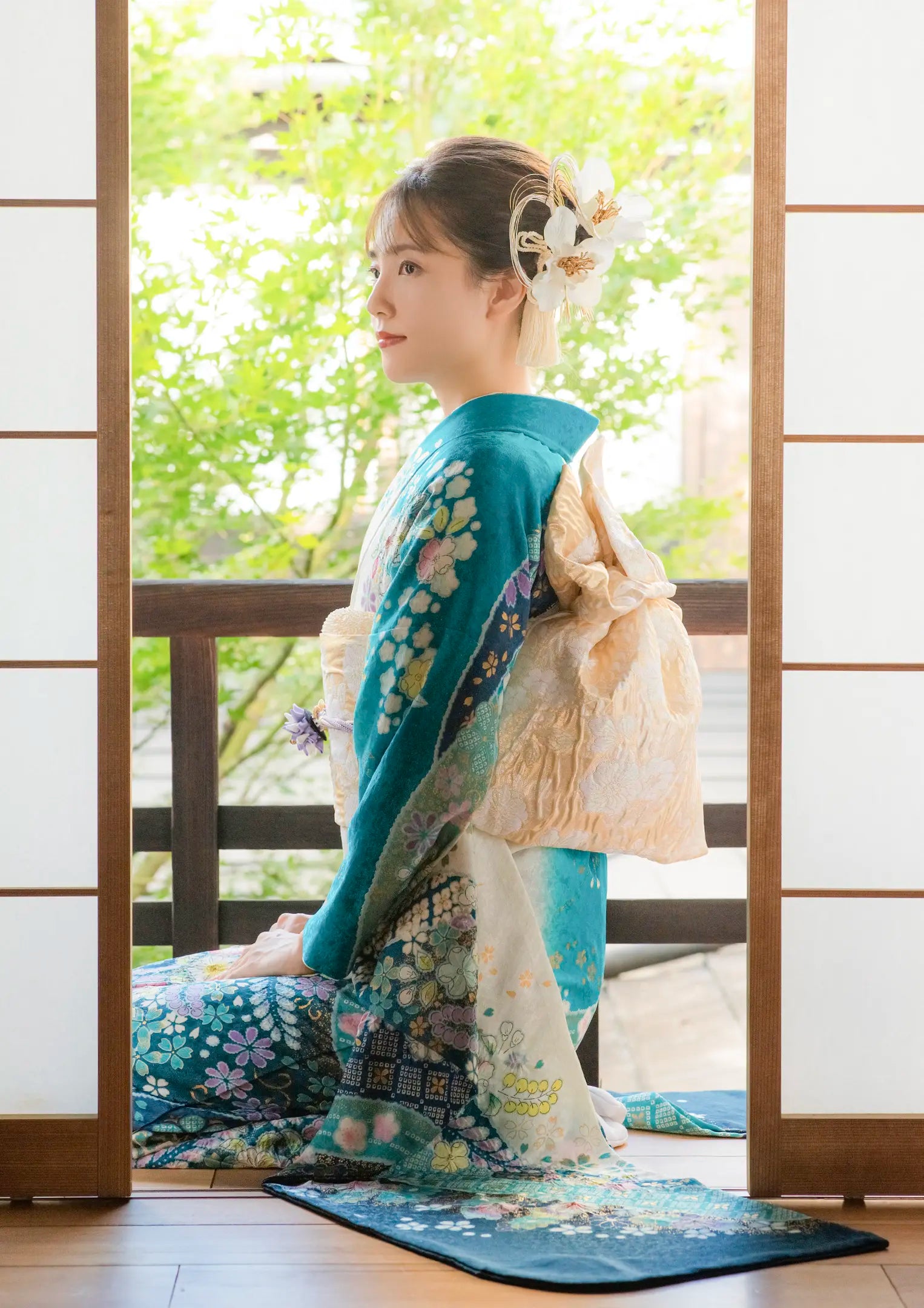 振袖振り袖成人式フルセット辻ヶ花青やまと誂製金通し正絹花柄 振袖振り袖成人式フルセット辻ヶ花青やまと誂製金通し正絹花柄