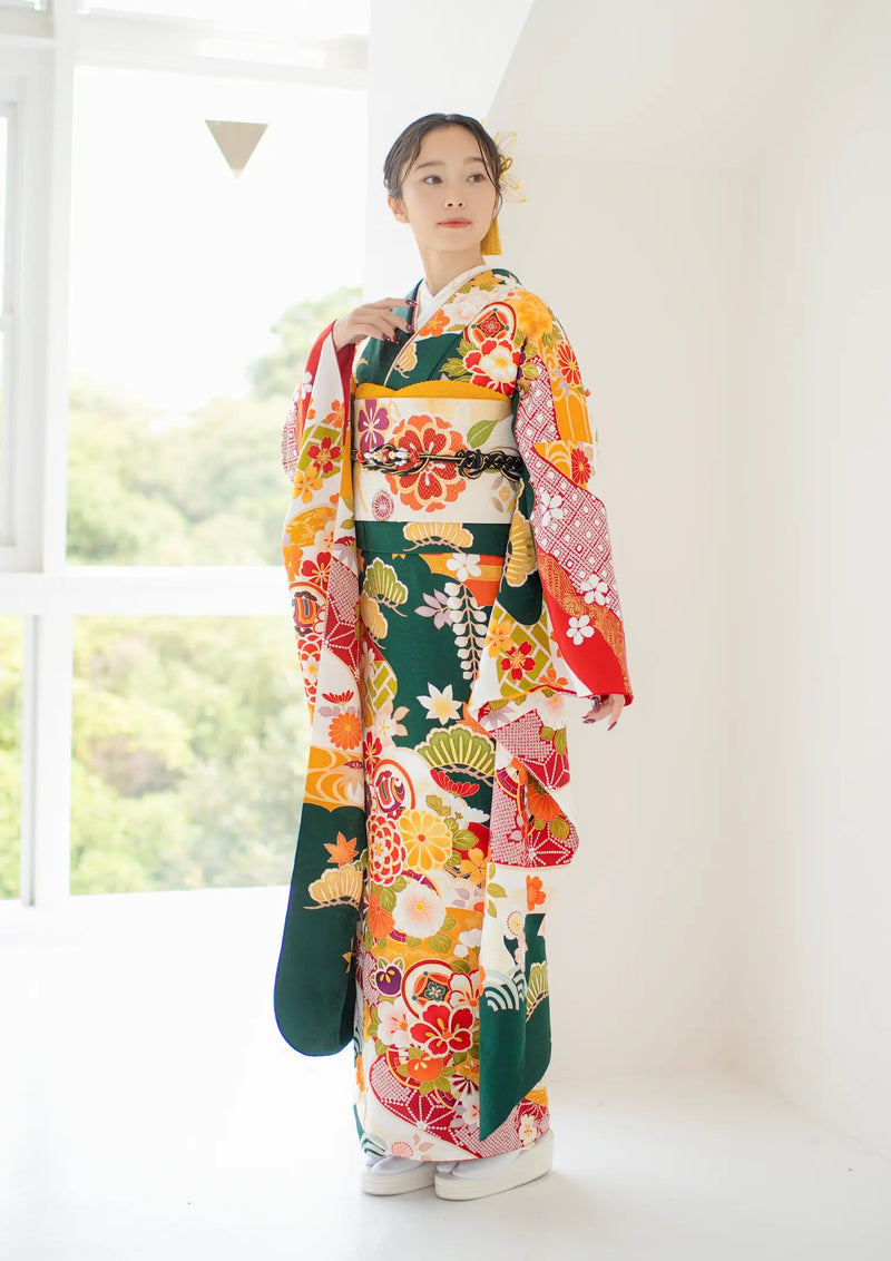 振袖ネットレンタル:緑に祝い柄 】和風ながらも可憐/KH-474 – kimono 振袖ネットレンタル:緑に祝い柄 】和風ながらも可憐/KH-474 – kimono