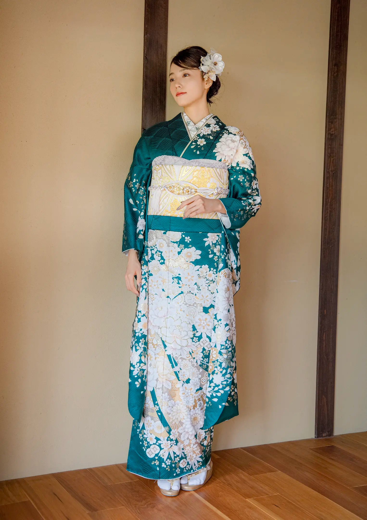 振袖ネットレンタル:青緑で爽やかに 】伝統美を表現した振袖/KH-500 振袖ネットレンタル:青緑で爽やかに 】伝統美を表現した振袖/KH-500